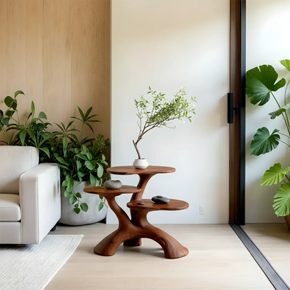 Three-Tier Organic Shape Natural Solid Wood Table - Rustirawood