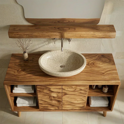 Traditional Bathroom Vanity Cabinet in Handcrafted Natural Solid Wood - Woodenecho
