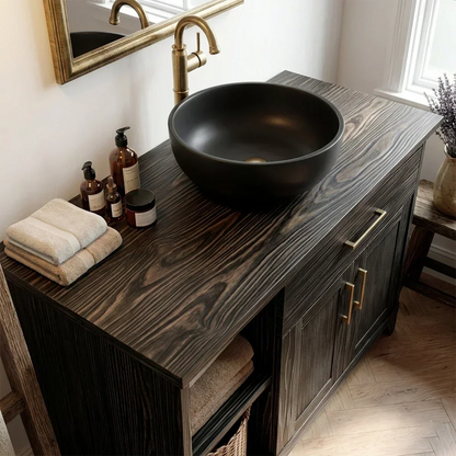 Traditional Bathroom Vanity Cabinet with Storage in Natural Solid Wood - Woodenecho