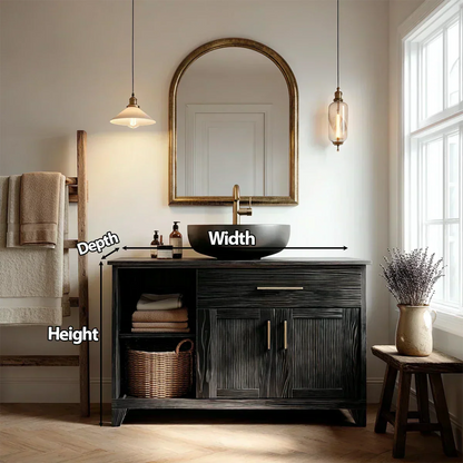 Traditional Bathroom Vanity Cabinet with Storage in Natural Solid Wood - Woodenecho