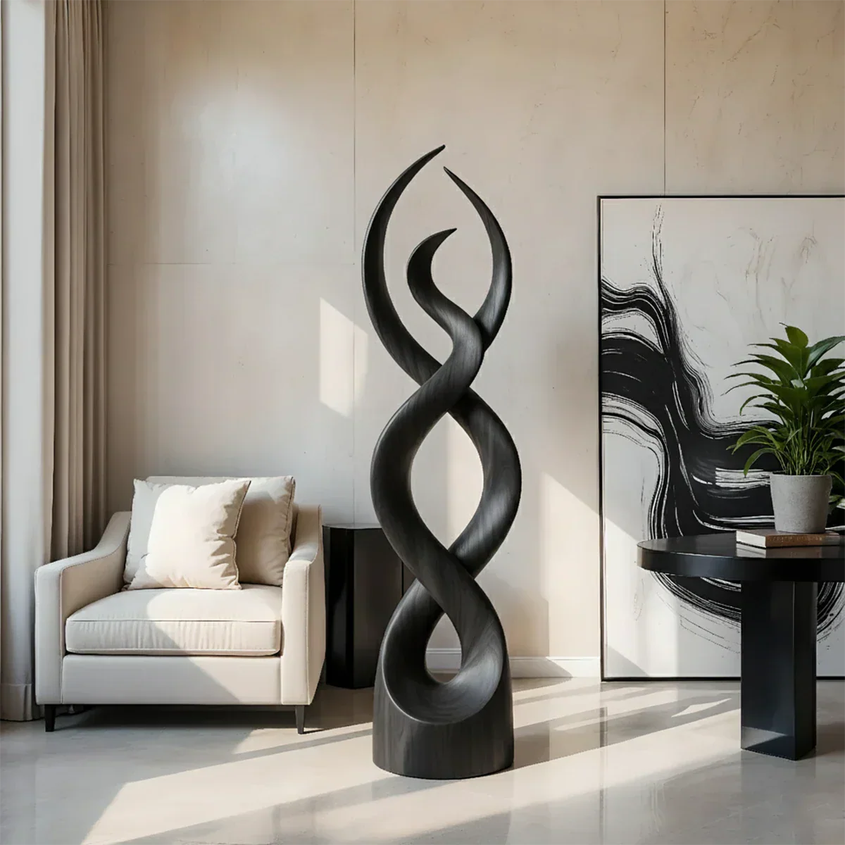 Twisted Harmony Abstract Sculpture for Modern Interiors - Rustirawood