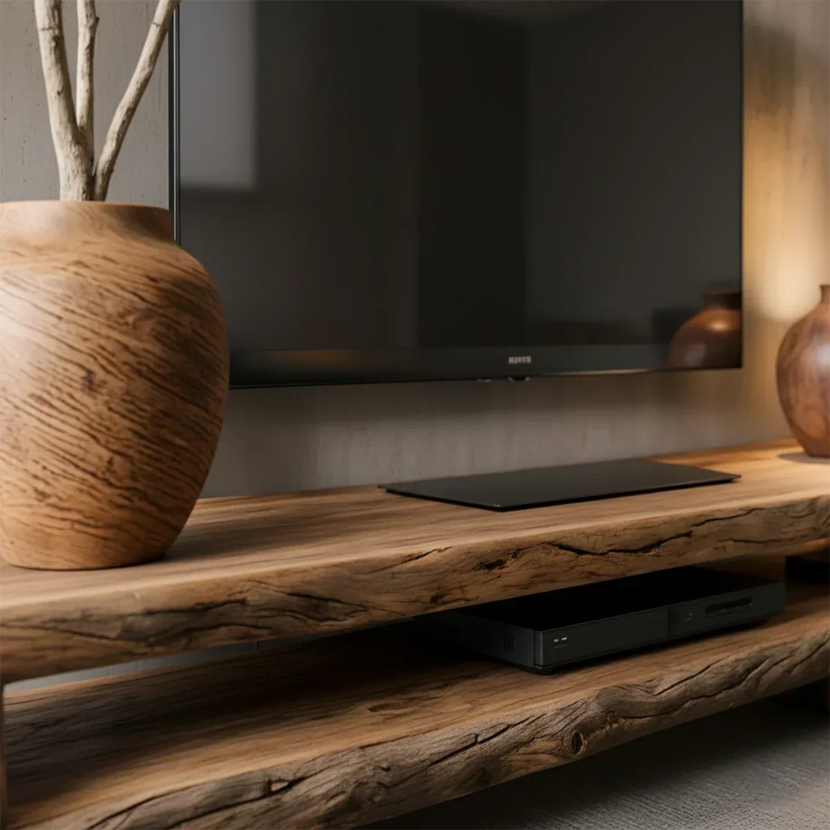 Wabi Sabi Solid Wood TV Stand – Rustic Driftwood Media Console - Rustirawood