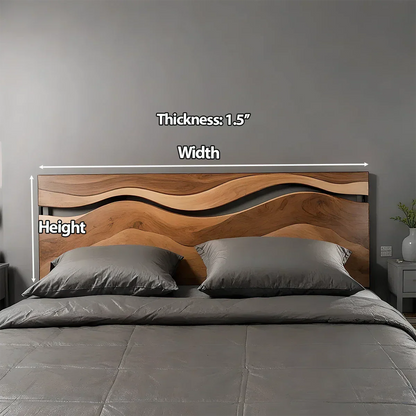 Wave Solid Wood Headboard – Contemporary Natural Flow - Rustirawood