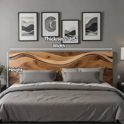 Waveflow Solid Wood Headboard – Natural Curved Silhouette - Rustirawood