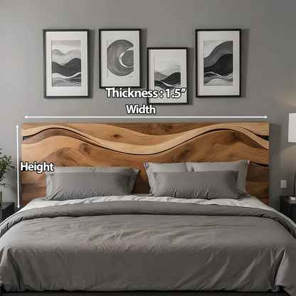 Waveflow Solid Wood Headboard – Natural Curved Silhouette - Woodenecho