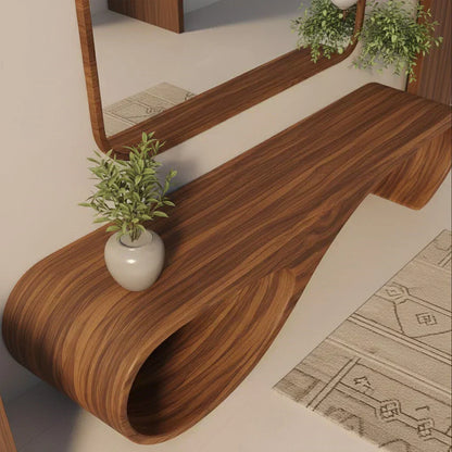 Waveform Sculpted Bench in Natural Solid Wood - Woodenecho