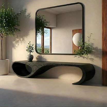 Waveform Sculpted Bench in Natural Solid Wood - Woodenecho