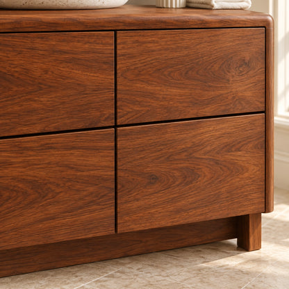 Bathroom Vanity with Four Functional Drawers in Natural Solid Wood - Woodenecho - 5