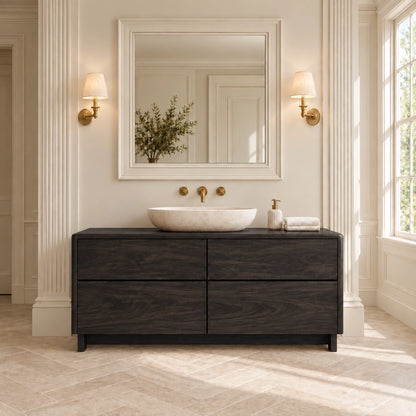 Bathroom Vanity with Four Functional Drawers in Natural Solid Wood - Woodenecho - 7