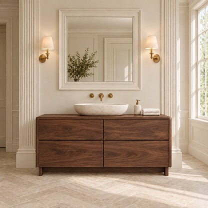 Bathroom Vanity with Four Functional Drawers in Natural Solid Wood - Woodenecho - 9