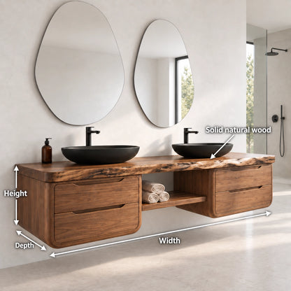 Bathroom Vanity with Rounded Drawer Fronts and Central Open Shelf - Woodenecho - 6