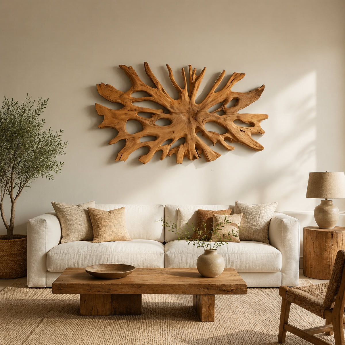 Biomorphic Branch Wall Art in Natural Solid Wood for Modern Spaces - Woodenecho - 1