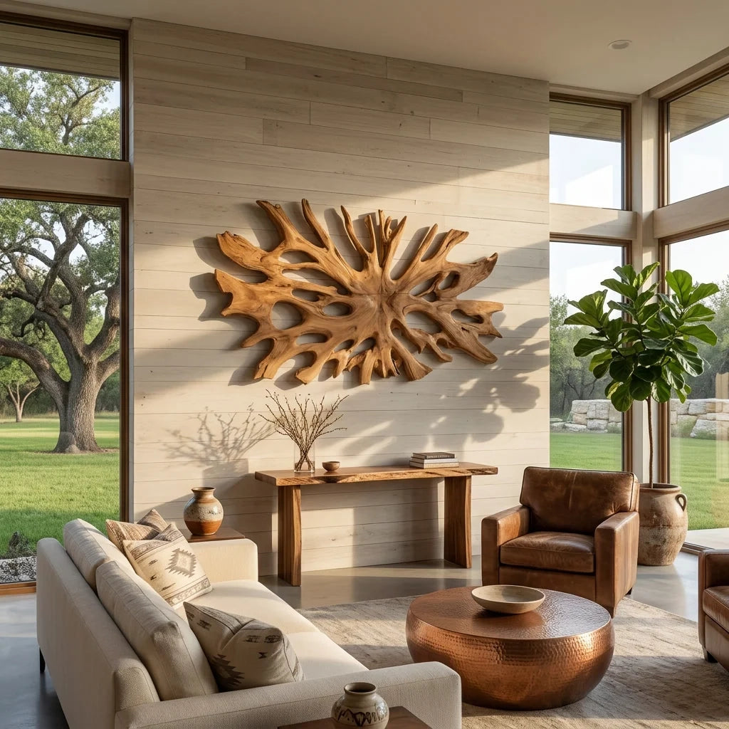 Biomorphic Branch Wall Art in Natural Solid Wood for Modern Spaces - Woodenecho - 2