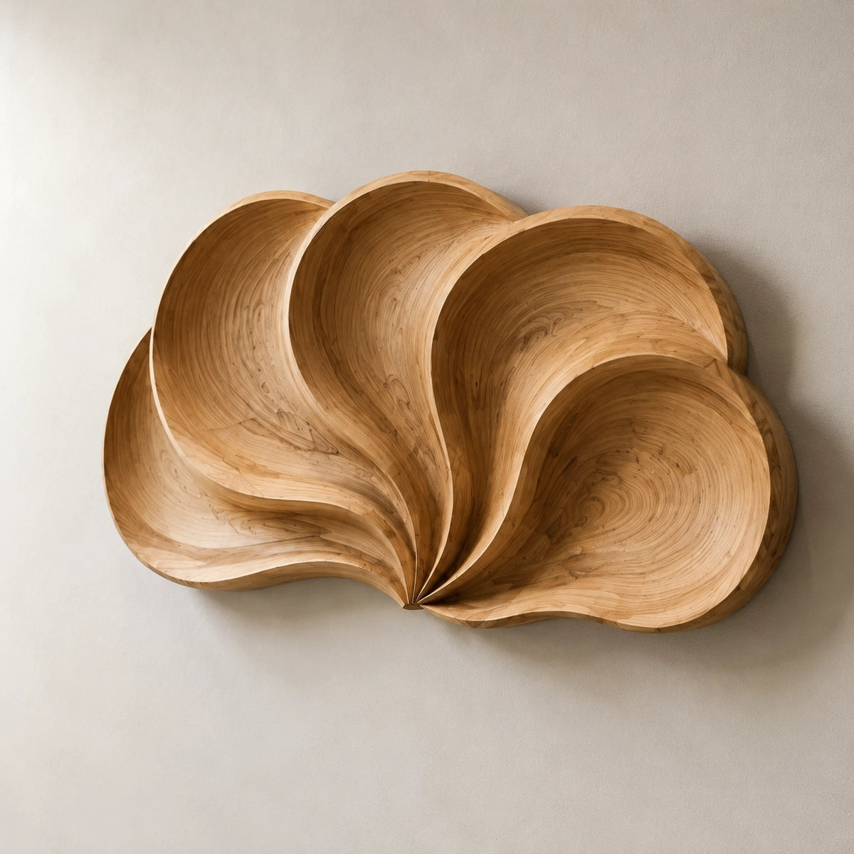 Biomorphic Wall Art with Flowing Curved Lobes in Natural Solid Wood - Woodenecho - 2