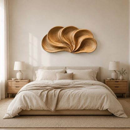 Biomorphic Wall Art with Flowing Curved Lobes in Natural Solid Wood - Woodenecho - 4