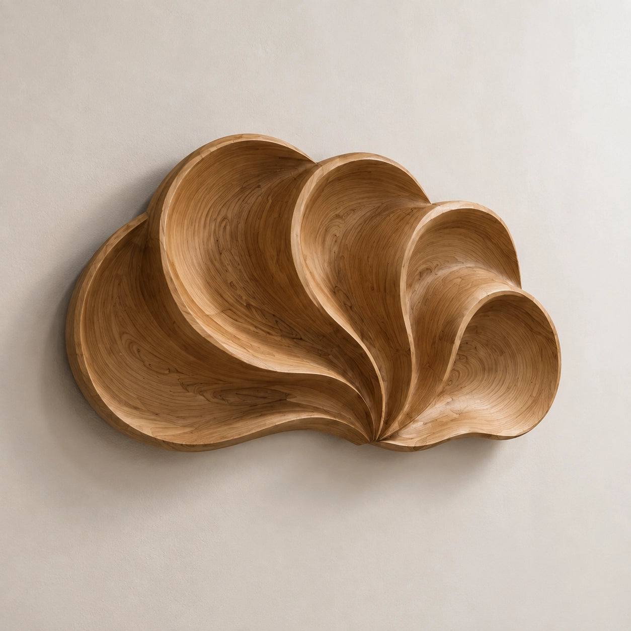 Biomorphic Wall Art with Flowing Curved Lobes in Natural Solid Wood - Woodenecho - 5