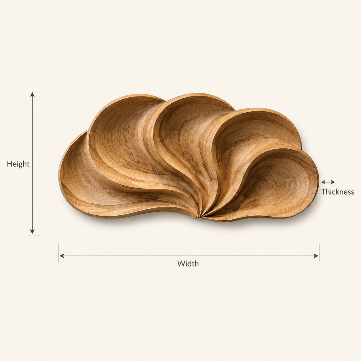 Biomorphic Wall Art with Flowing Curved Lobes in Natural Solid Wood - Woodenecho - 6
