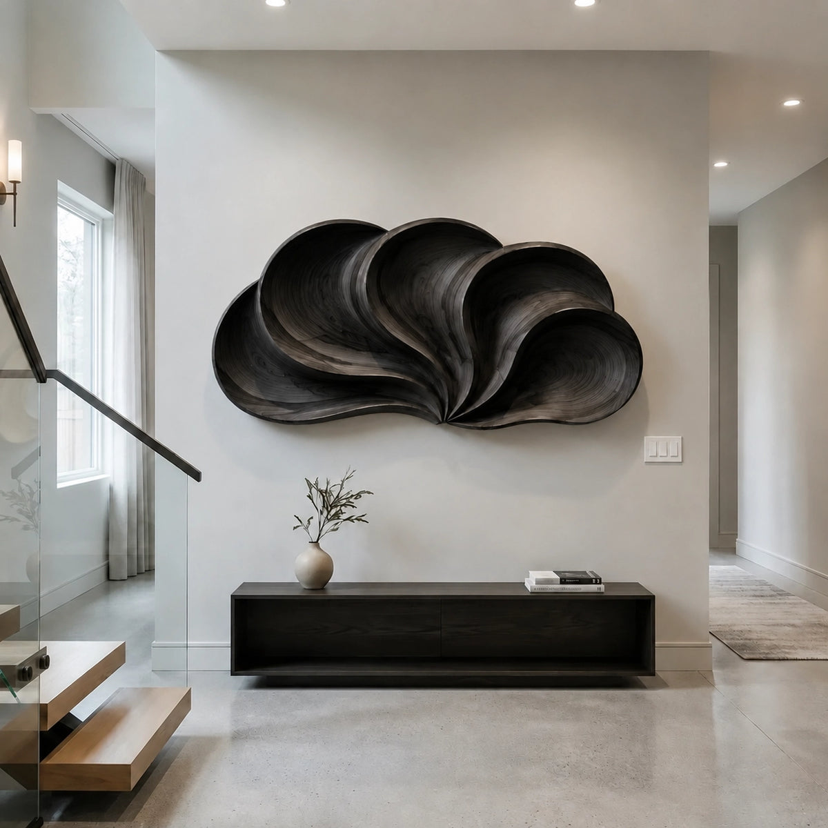 Biomorphic Wall Art with Flowing Curved Lobes in Natural Solid Wood - Woodenecho - 8