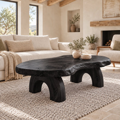 Coffee Table with Sculptural Arched Wooden Legs in Natural Solid Wood - Woodenecho - 6