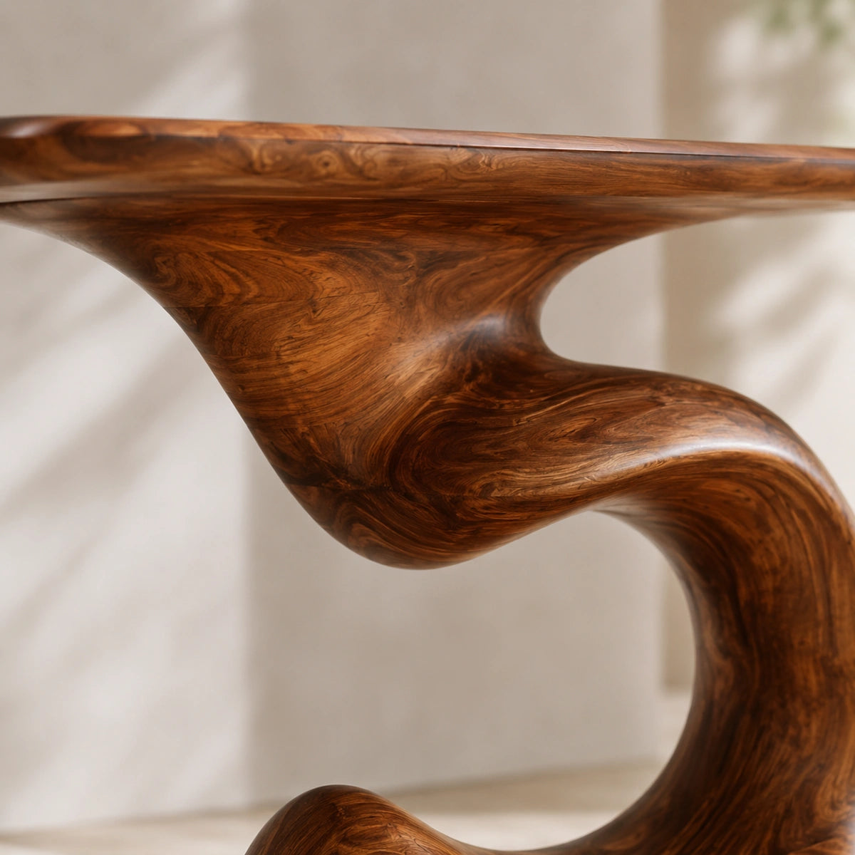 Console Table with Sculptural S-Curve Base in Natural Solid Woods - Woodenecho - 3