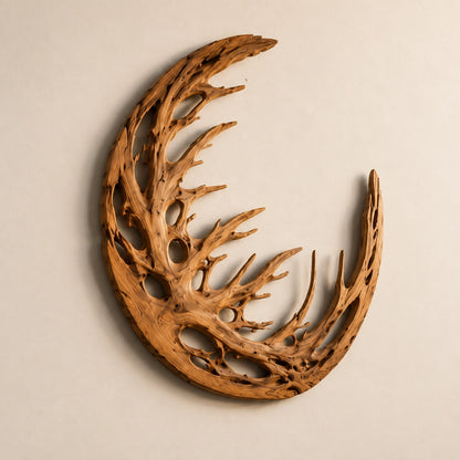 Crescent Wall Art with Branch-Carved Natural Solid Wood Design in Six Sizes - Woodenecho - 4