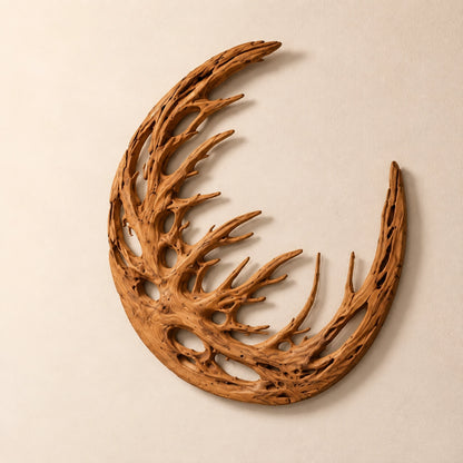 Crescent Wall Art with Branch-Carved Natural Solid Wood Design in Six Sizes - Woodenecho - 5
