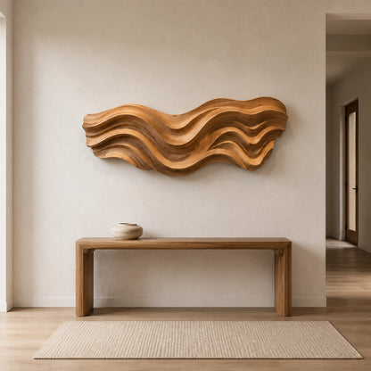 Flowing Wave Wall Art in Natural Solid Wood for Modern Living Spaces - Woodenecho - 3