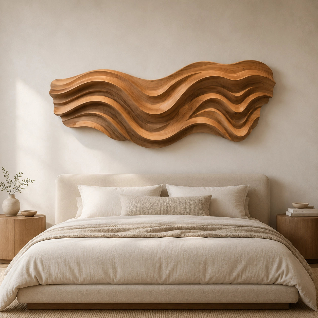 Flowing Wave Wall Art in Natural Solid Wood for Modern Living Spaces - Woodenecho - 4