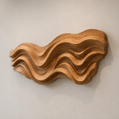 Flowing Wave Wall Art in Natural Solid Wood for Modern Living Spaces - Woodenecho - 6
