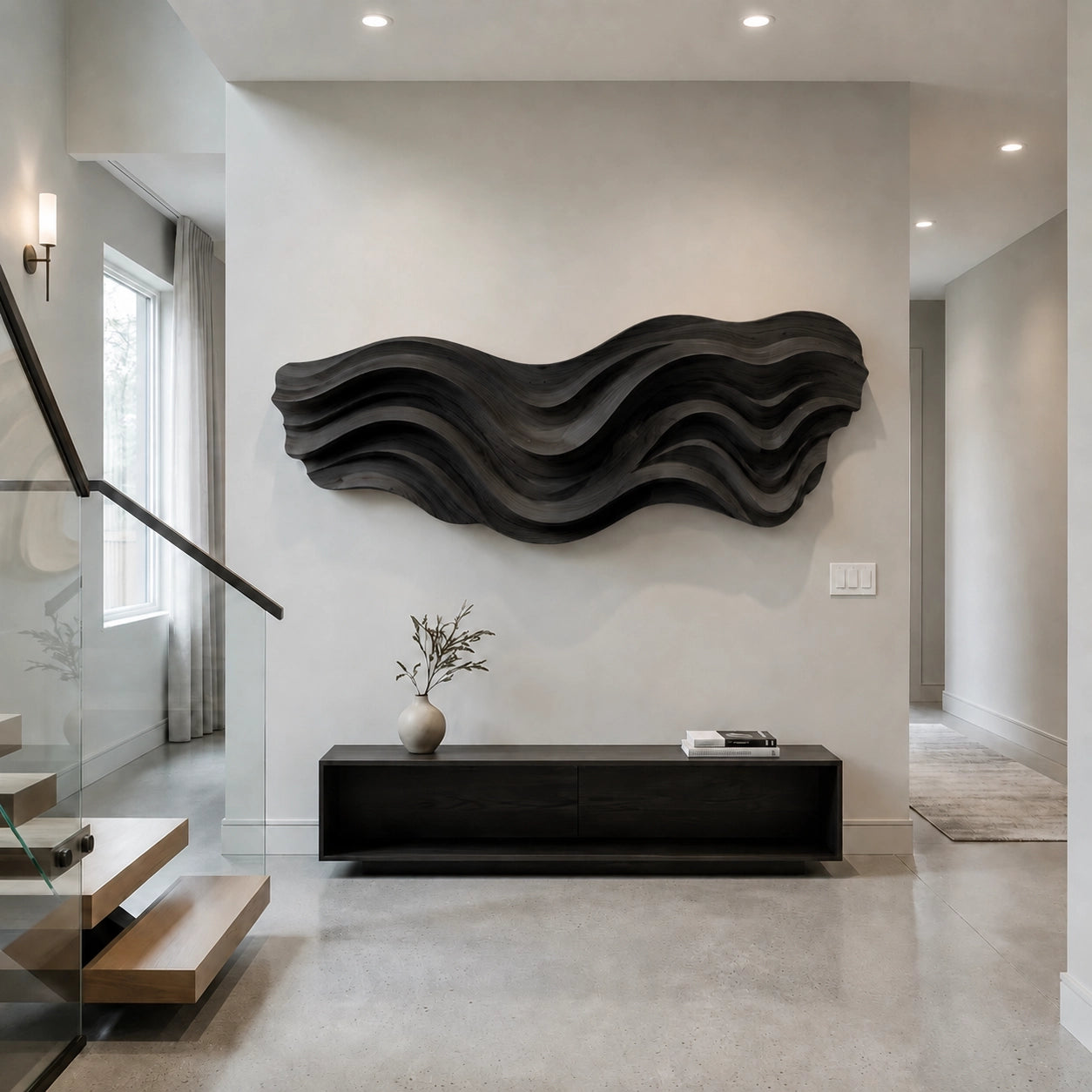Flowing Wave Wall Art in Natural Solid Wood for Modern Living Spaces - Woodenecho - 8