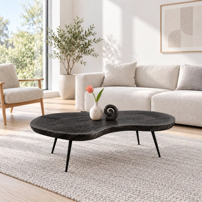 Live-Edge Coffee Table with Tapered Metal Legs in Natural Solid Wood - Woodenecho - 7