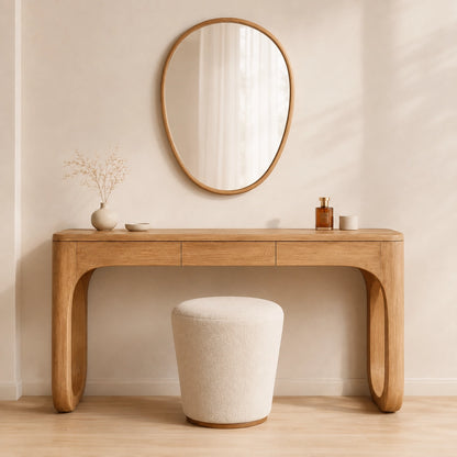 Makeup Vanity with Biomorphic Curved Legs in Natural Solid Woods - Woodenecho - 7