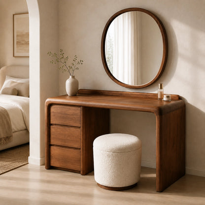 Makeup Vanity with Rounded Sculptural Legs in Natural Solid Woods - Woodenecho - 1