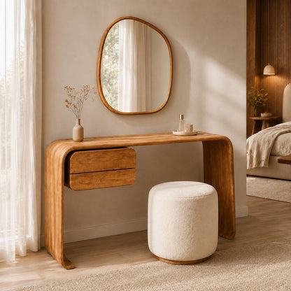 Makeup Vanity with Rounded Sculptural Legs in Natural Solid Woods - Woodenecho - 1