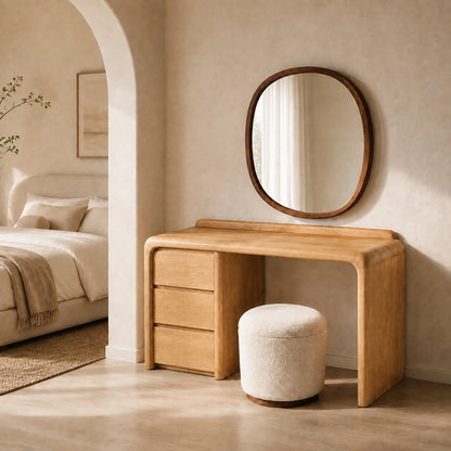 Makeup Vanity with Rounded Sculptural Legs in Natural Solid Woods - Woodenecho - 2