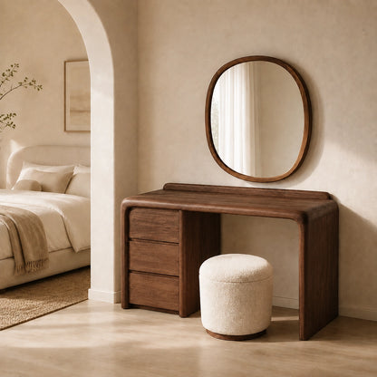 Makeup Vanity with Rounded Sculptural Legs in Natural Solid Woods - Woodenecho - 3