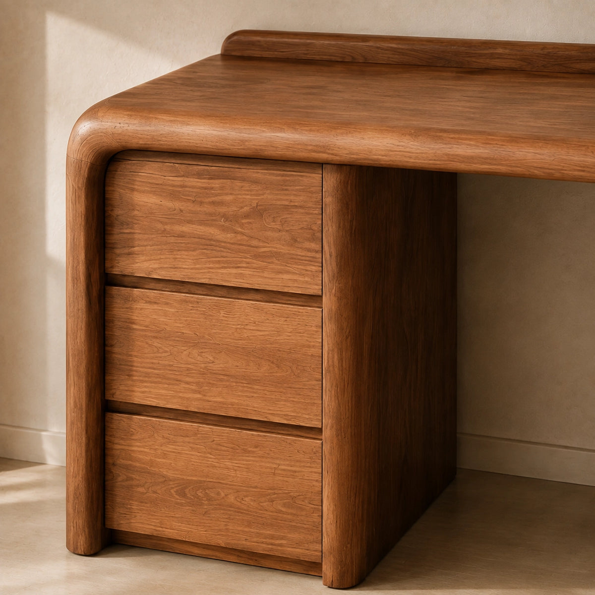 Makeup Vanity with Rounded Sculptural Legs in Natural Solid Woods - Woodenecho - 7