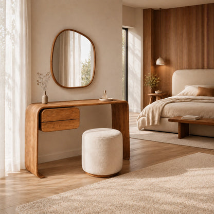 Makeup Vanity with Rounded Sculptural Legs in Natural Solid Woods - Woodenecho - 7