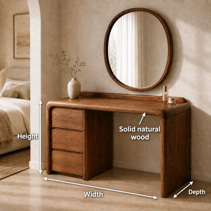 Makeup Vanity with Rounded Sculptural Legs in Natural Solid Woods - Woodenecho - 9