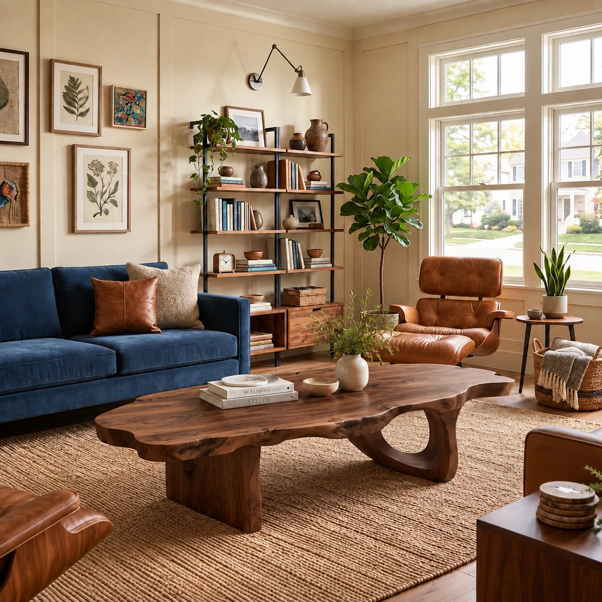 Organic Coffee Table with Live-Edge Sculptural Base in Natural Solid Wood - Woodenecho - 6