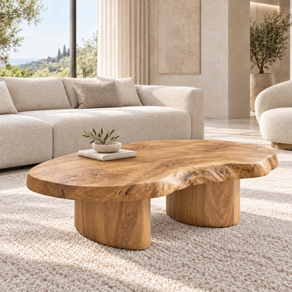 Organic Coffee Table with Sculptural Live-Edge Natural Solid Wood Top - Woodenecho - 7