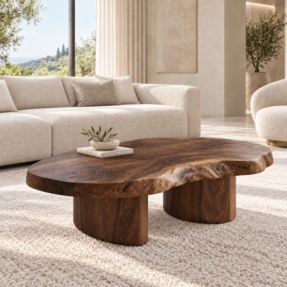 Organic Coffee Table with Sculptural Live-Edge Natural Solid Wood Top - Woodenecho - 8