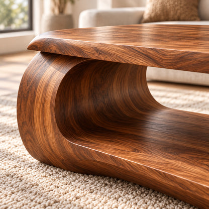 Sculptural Coffee Table with Curved Natural Solid Wood Form in Four Sizes - Woodenecho - 5