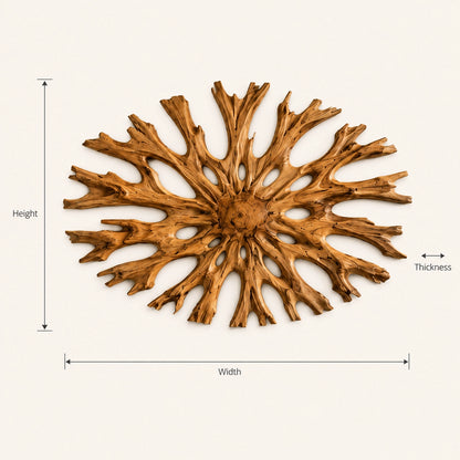 Sculptural Starburst Wall Art with Radiating Branches in Natural Solid Wood - Woodenecho - 7