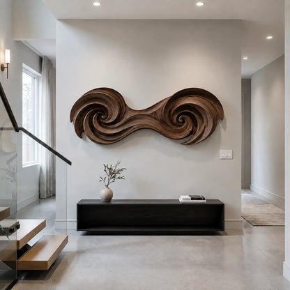 Sculptural Wall Art with Spiral-Carved Natural Solid Wood Design in Seven Sizes - Woodenecho - 10