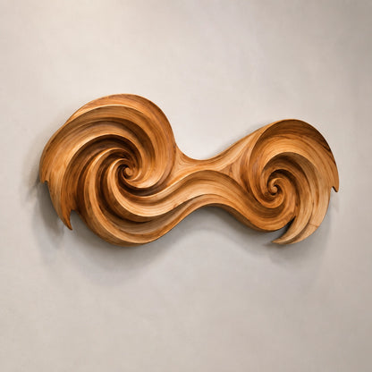 Sculptural Wall Art with Spiral-Carved Natural Solid Wood Design in Seven Sizes - Woodenecho - 5