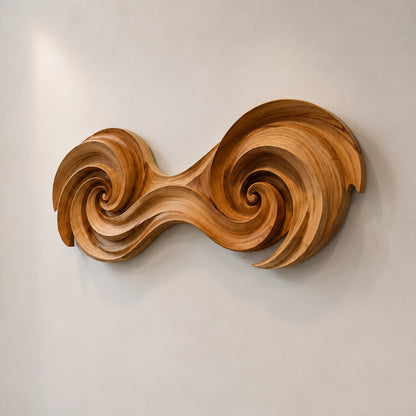 Sculptural Wall Art with Spiral-Carved Natural Solid Wood Design in Seven Sizes - Woodenecho - 6