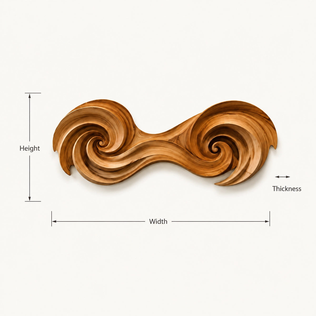 Sculptural Wall Art with Spiral-Carved Natural Solid Wood Design in Seven Sizes - Woodenecho - 7