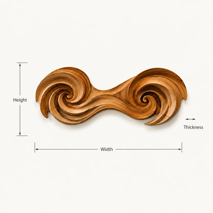 Sculptural Wall Art with Spiral-Carved Natural Solid Wood Design in Seven Sizes - Woodenecho - 7