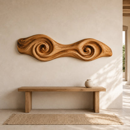 Sculptural Wall Art with Spiral-Carved Natural Solid Wood in Seven Sizes - Woodenecho - 2